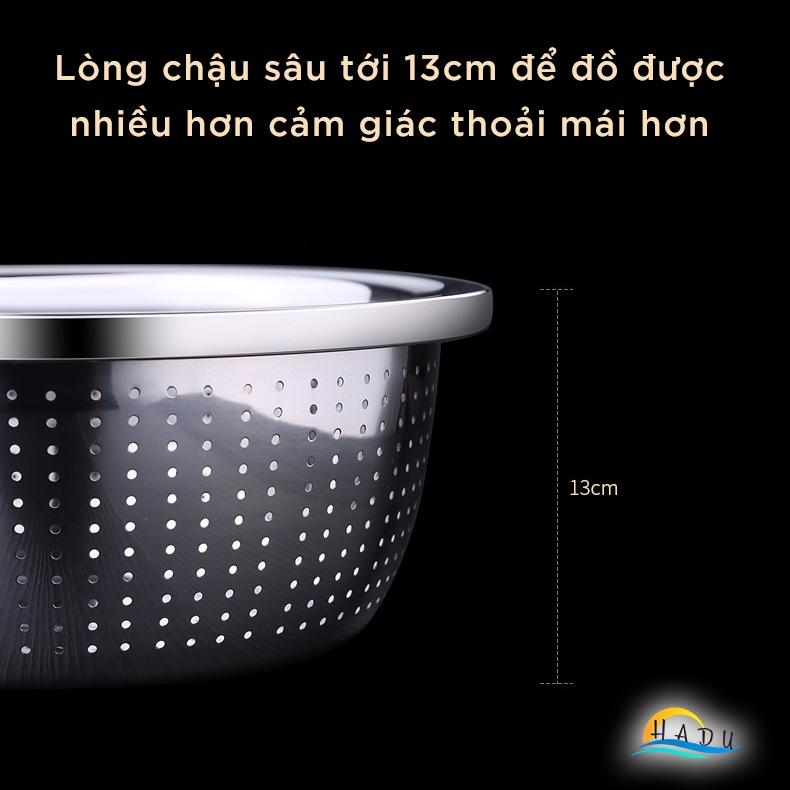 Bộ Rổ Thau Inox 304 Lưới Lớn Nhỏ Sâu Lòng Cao Cấp 20cm 22cm 24cm 16cm 28cm 30cm 32cm 34cm Đạt Chất Lượng Đức HADU