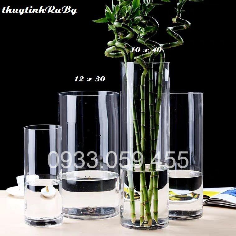 Bình Bông Lọ Hoa Thủy Tinh D10XH40Cm, Bình Hoa Trụ Tròn