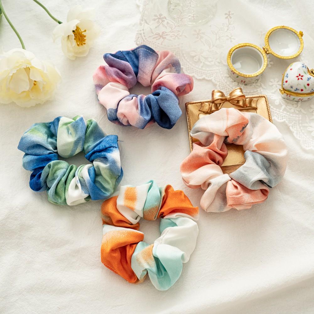 Dây Cột Tóc Scrunchies Màu Loang Phong Cách Hàn Quốc Chất Liệu Vải Satin - Mã DT016