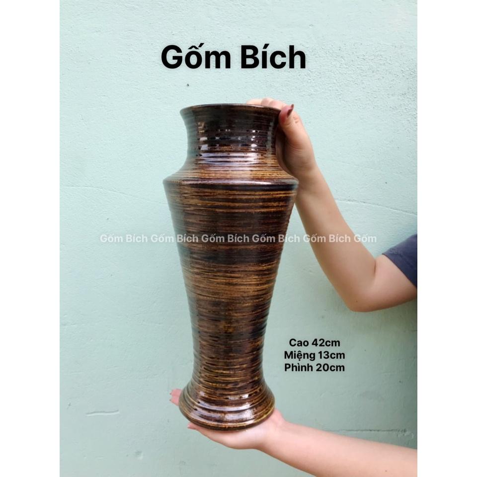 Bình Hoa Cao 42cm Cắm Đào Huyền Đào Đông Đẹp Lọ Hoa Decor Trang Trí Gốm Sứ Bát Tràng - gốm Bích