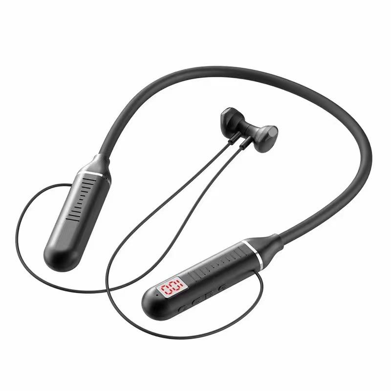 Giao hàng nhanh tai nghe bluetooth đeo cổ mới, màn hình kỹ thuật số dung lượng lớn, tai nghe bluetooth đeo cổ hút nam châm không dây