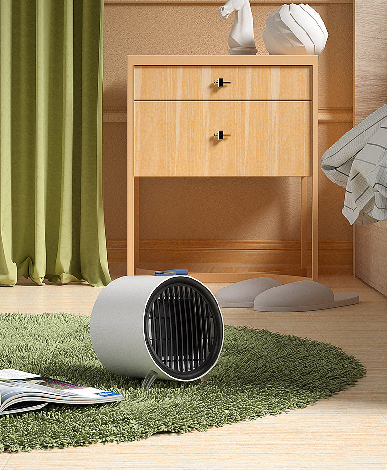 Quạt Sưởi Ấm: Design Mini Để Bàn/Để Tủ/ Để Giường Kích Thước 15x15x14 Toả Nhiệt Ở 40 Độ Công Suất 500W