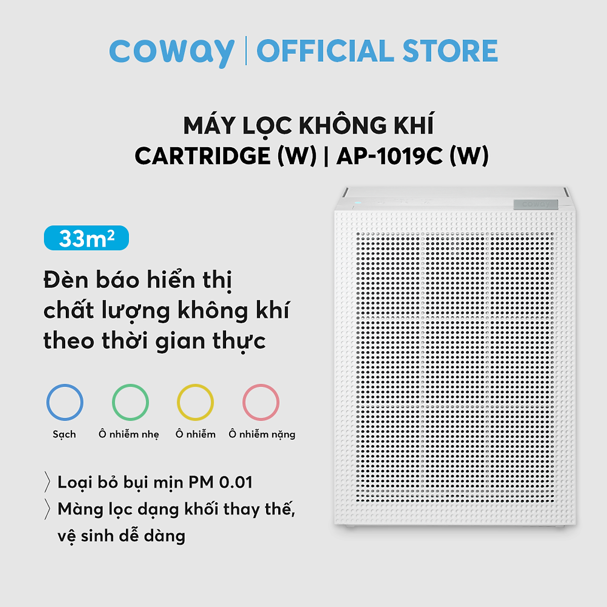 [Combo sức khỏe] Máy lọc không khí Coway Cartridge (W) AP-1019C (W) và Máy lọc nước Coway Cinnamon P-6320R - Hàng chính hãng