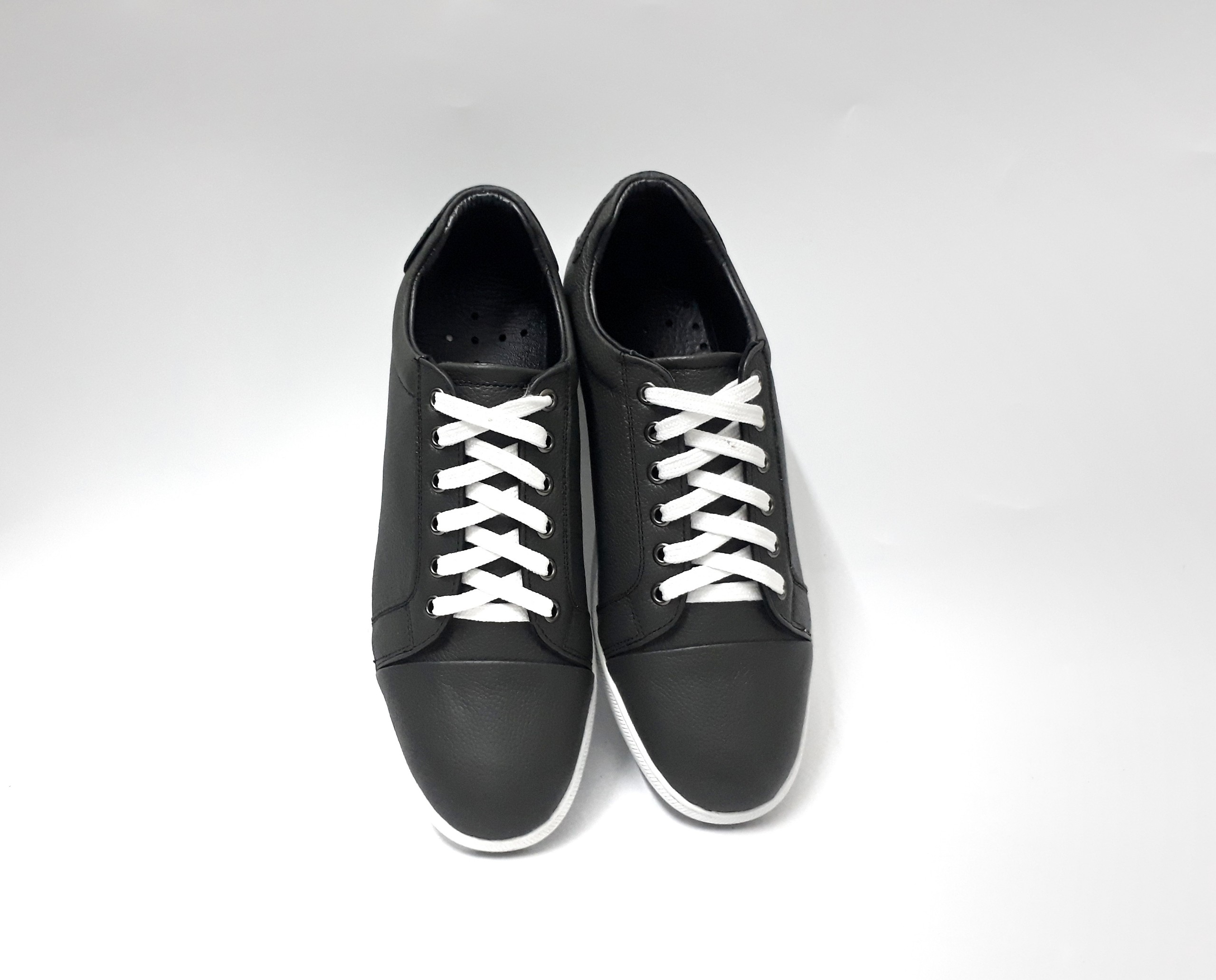 Giày Sneaker Nam Da bò Thể thao GDM TTDG02 Màu Xám Đế Trắng