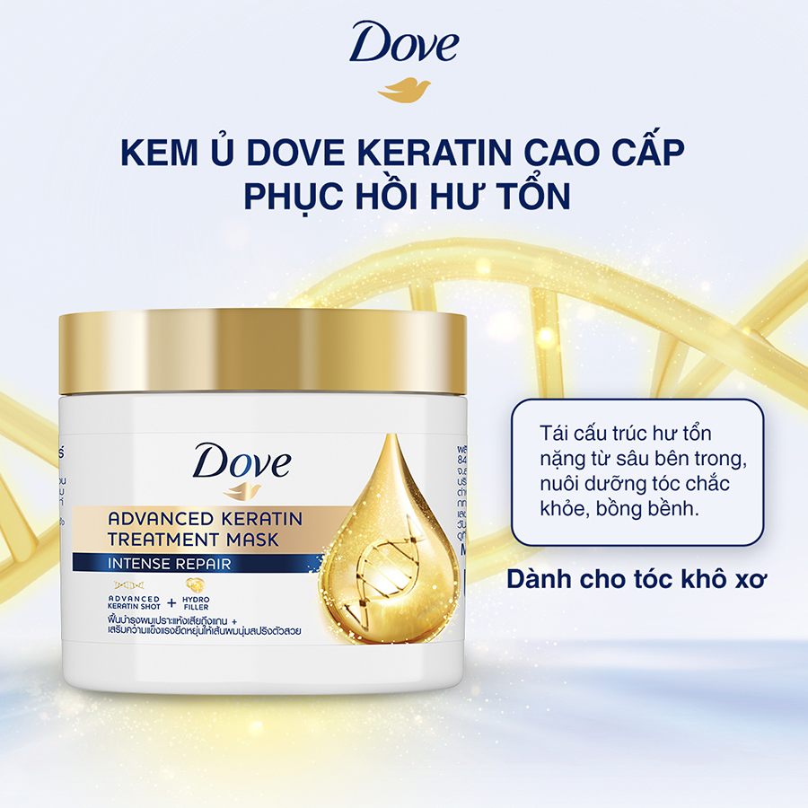 Kem ủ Dove Keratin Phục Hồi Hư Tổn Cao Cấp 180ml