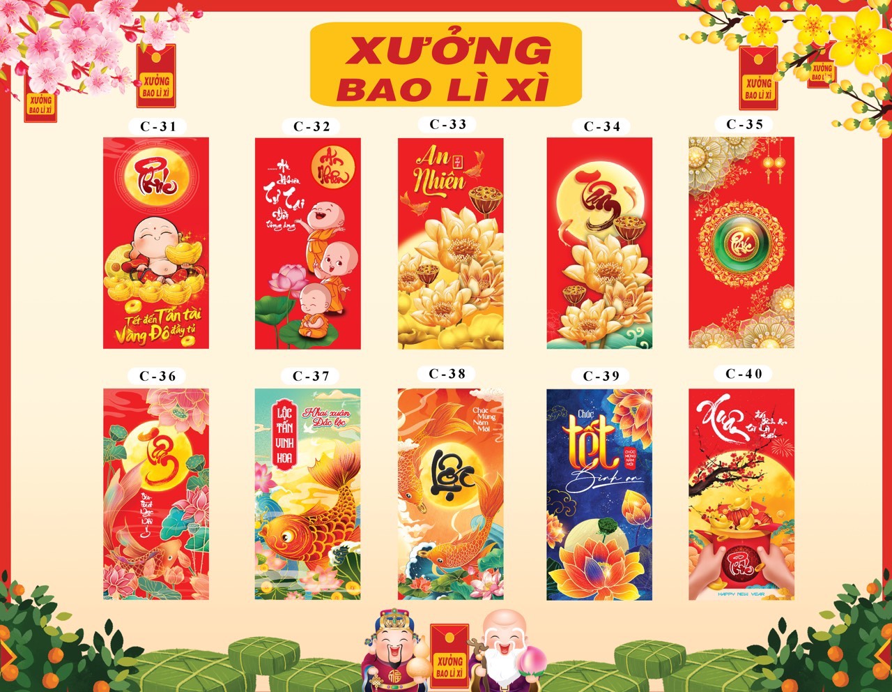 Combo 500 bao lì xì CHỌN MẪU giá xưởng, bao lì xì tết