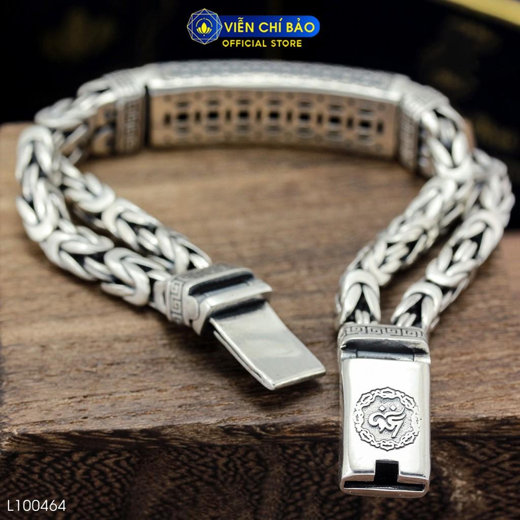 Lắc tay bạc nam Lục Tự chân ngôn Om Mani Padme Hum chất liệu bạc Thái 925 phụ kiện trang sức Viễn Chí Bảo L100464