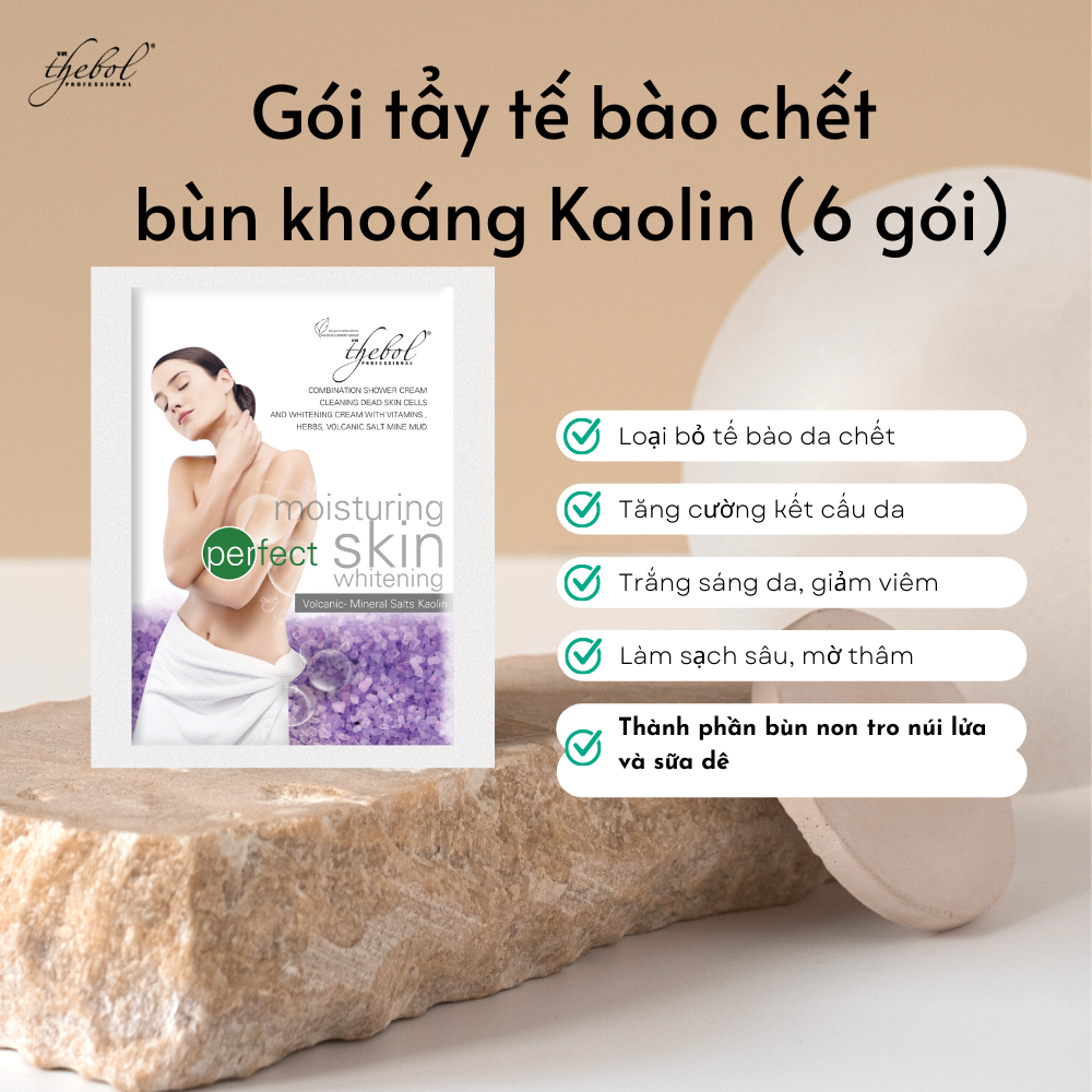 Tẩy Tế Bào Chết Body Muối Khoáng Kaolin Thebol Cho Mọi Loại Da Giúp Dưỡng Trắng Mềm Mịn Da Toàn Thân, Giảm Mụn Mờ Thâm