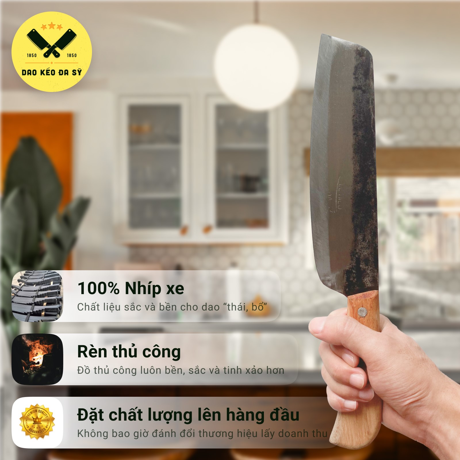 Dao thái thịt, dao thái rau - Dao Đa Sỹ - 100% Nhíp xe siêu sắc