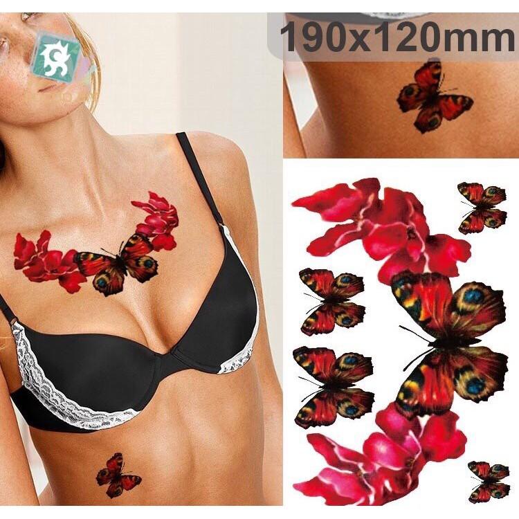 Hình xăm dán bướm to dán ngực bắp tay