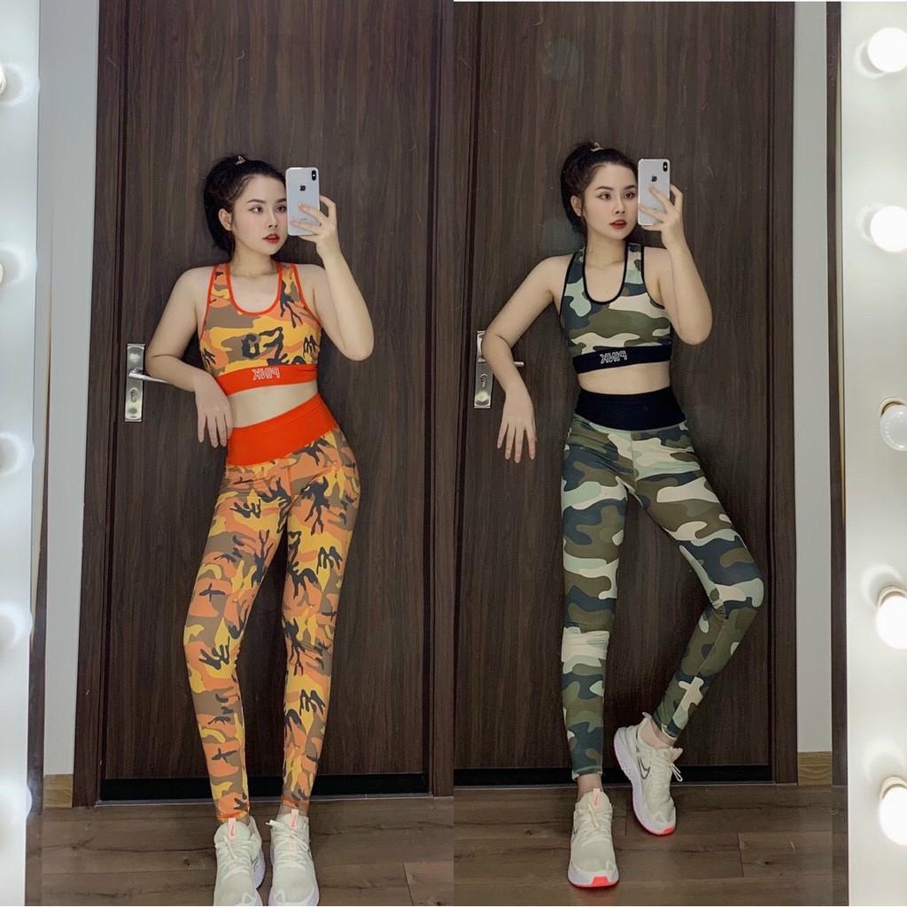 SET TẬP PINK HỌA TIẾT MANH MẼ LẠ TẬP GYM, YOGA