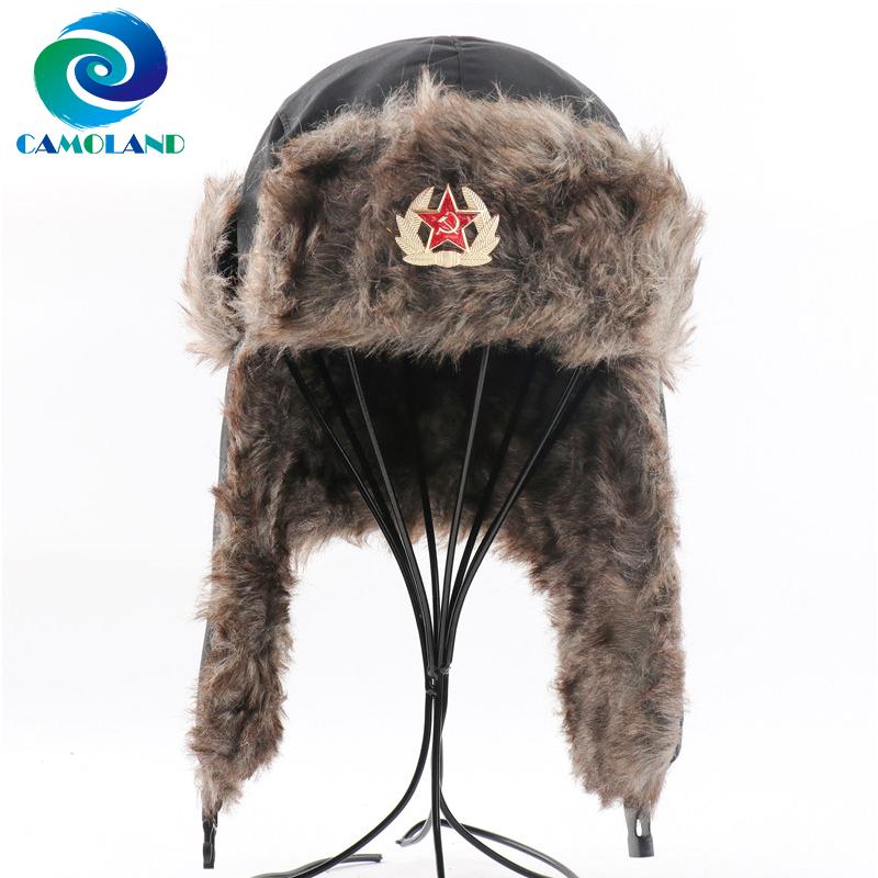 Quân Sự Quân Đội Liên Xô Huy Hiệu Mùa Đông Máy Bay Ném Bom Nón Lưỡi Trai Nam Nữ Nga Mũ Lông Thú Giả Earflap Mũ Chống Nước Tuyết Nắp