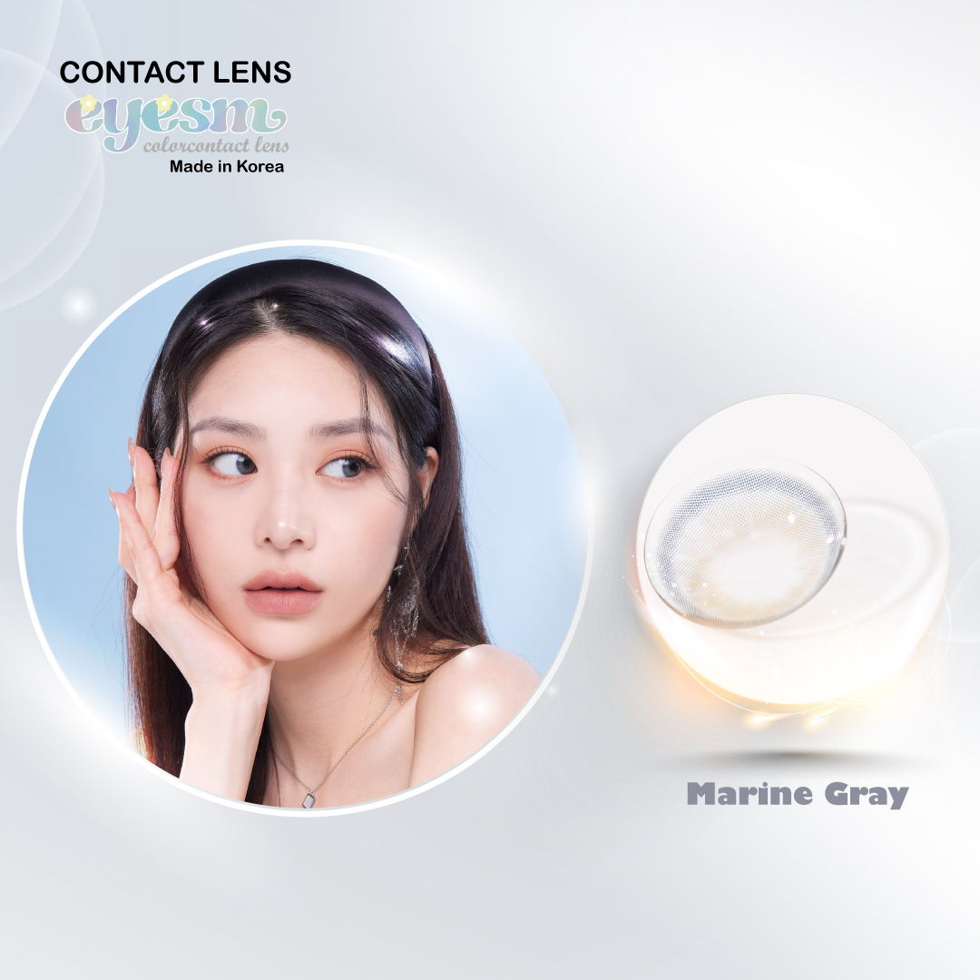 Kính áp tròng Eyesm Marine Gray - Combo lens màu xám biển, Sử dụng 1-6 tháng