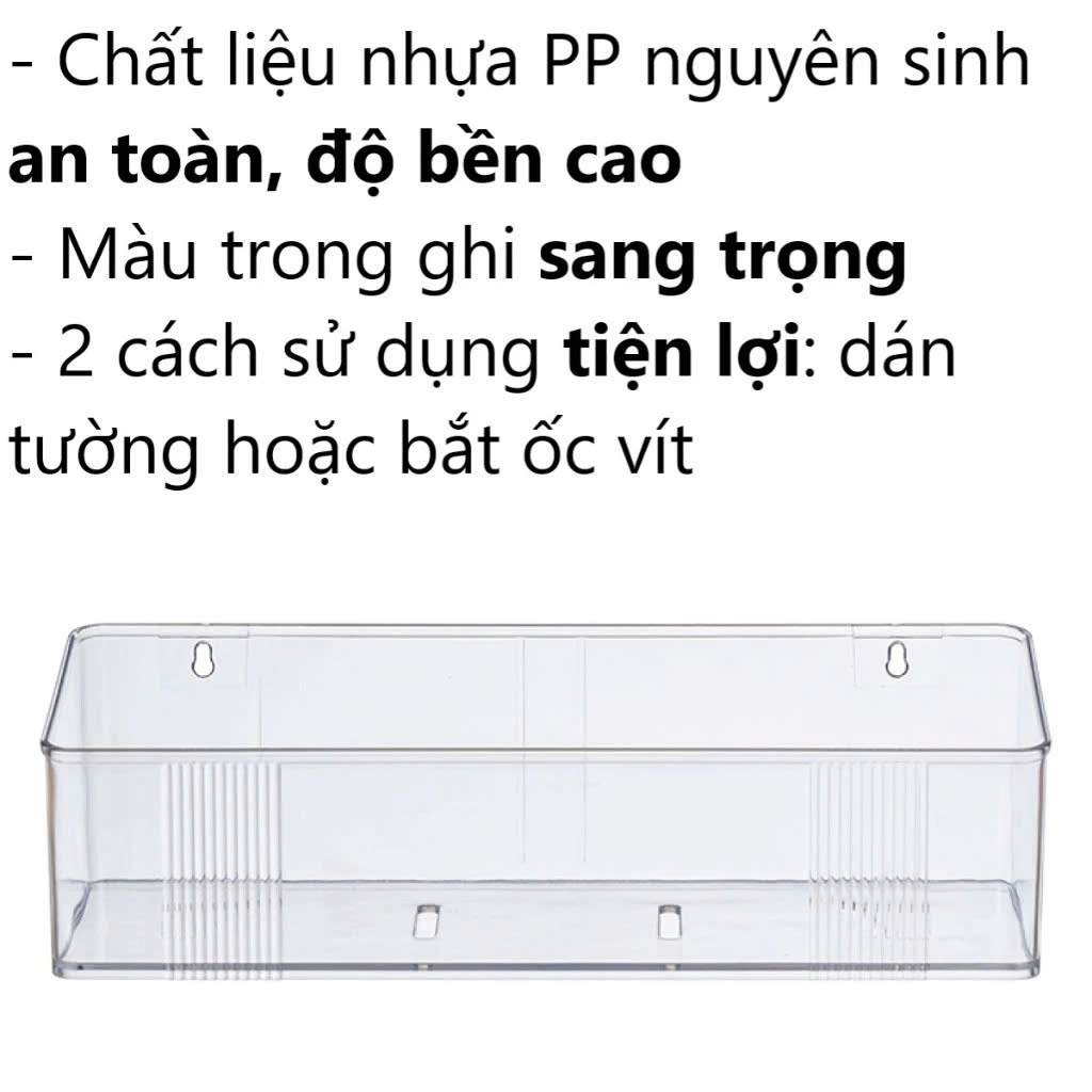 Kệ dán tường trong suốt HOKORI nhựa VIỆT NHẬT cao cấp - Đựng gia vị, đồ phòng tắm, khách, ngủ - Hàng chính hãng