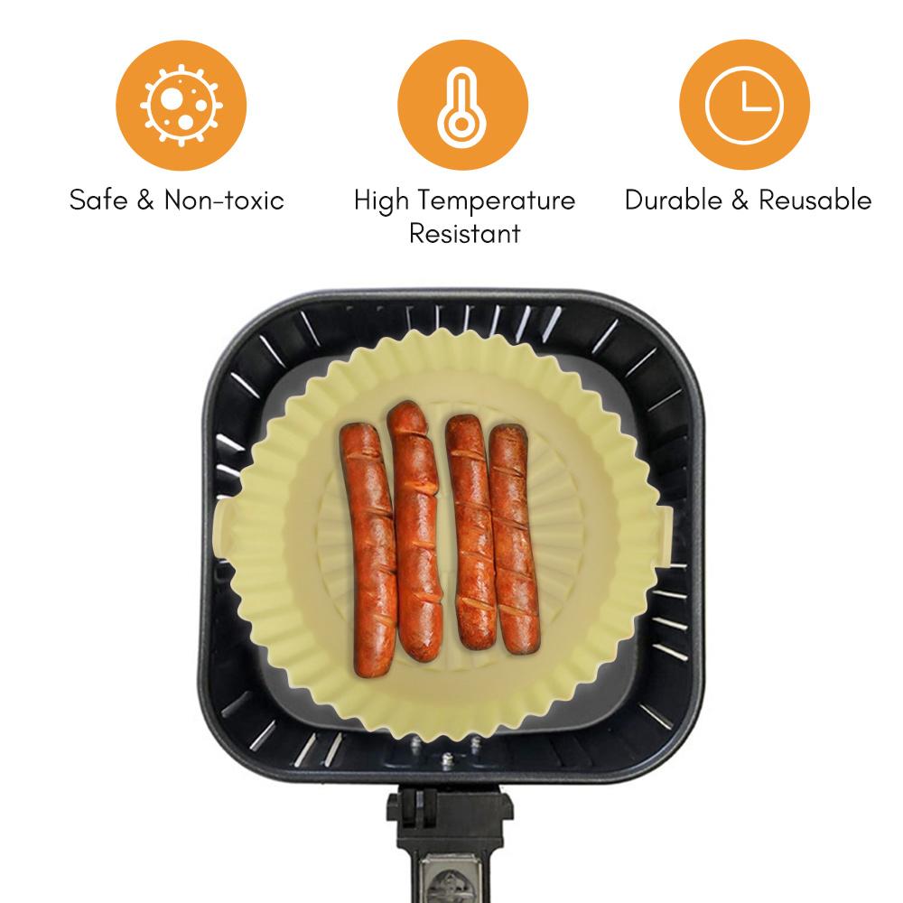 Tấm Lót Silicone Tròn Cho Nồi Chiên Không Dầu Có Thể Tái Sử Dụng Dễ Dàng Làm Sạch