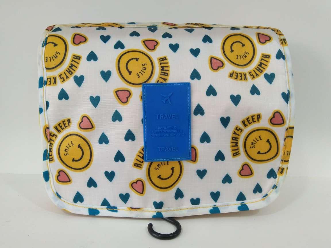 Túi đựng mỹ phẩm Travel kèm móc treo hình mặt cười vàng trái tim