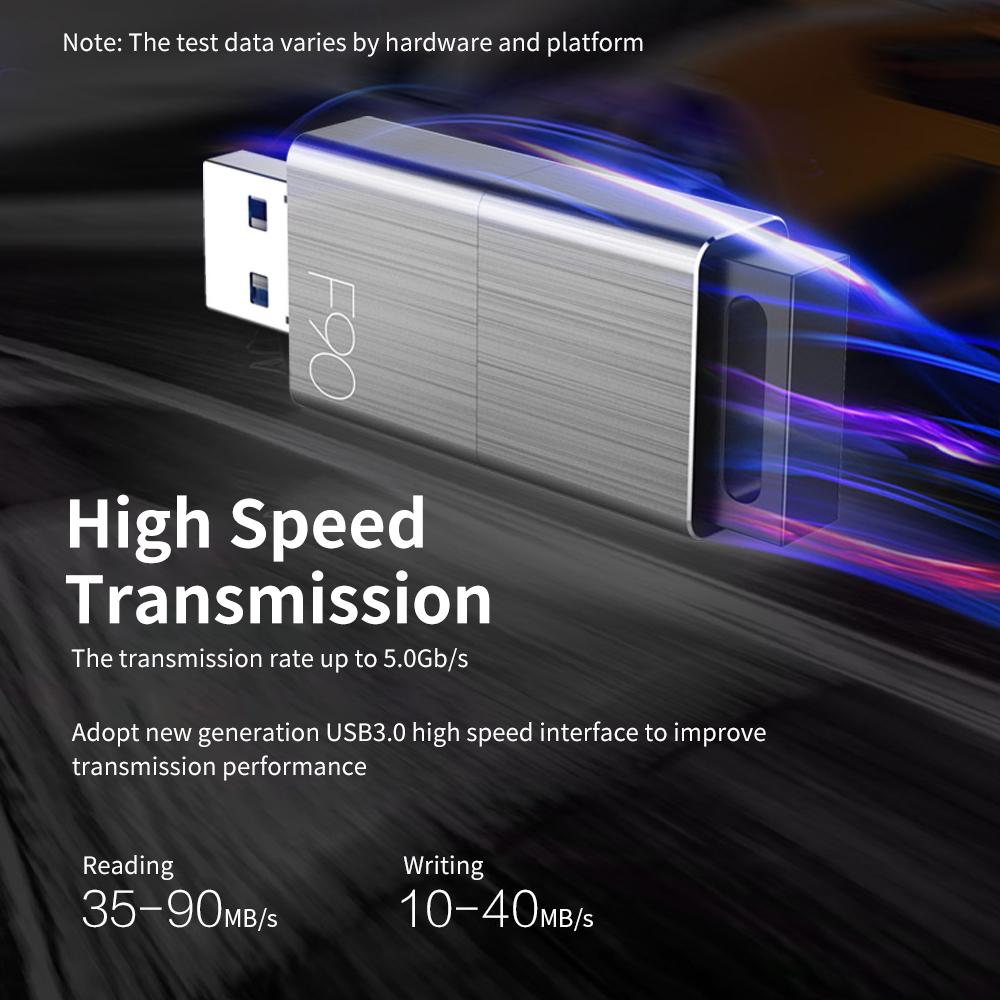 Ổ đĩa EAGET F90 Metal U Disk 64GB flash di động USB3.0 Tốc độ cao có thể thu vào Business U Disk cho máy tính xách tay PC