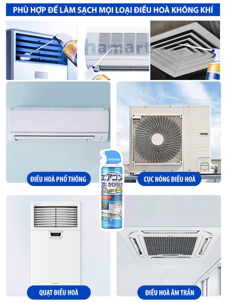 Chai Xịt Vệ Sinh Điều Hoà 520ML Khử Mùi Tạo Bọt Tẩy Rửa Vệ Sinh Dàn Máy Lạnh Quạt Làm Mát Tại Nhà Hiệu Quả - Hàng Chính Hãng