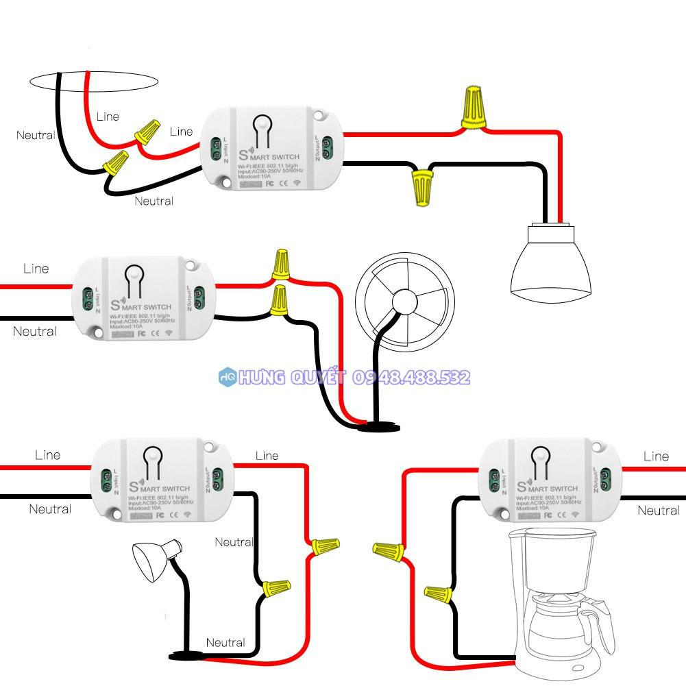 Công tắc thông minh wifi công tắc không dây điều khiển từ xa qua điện thoại công tắc hẹn giờ QIACHIP Smart Home Hàng nhập khẩu