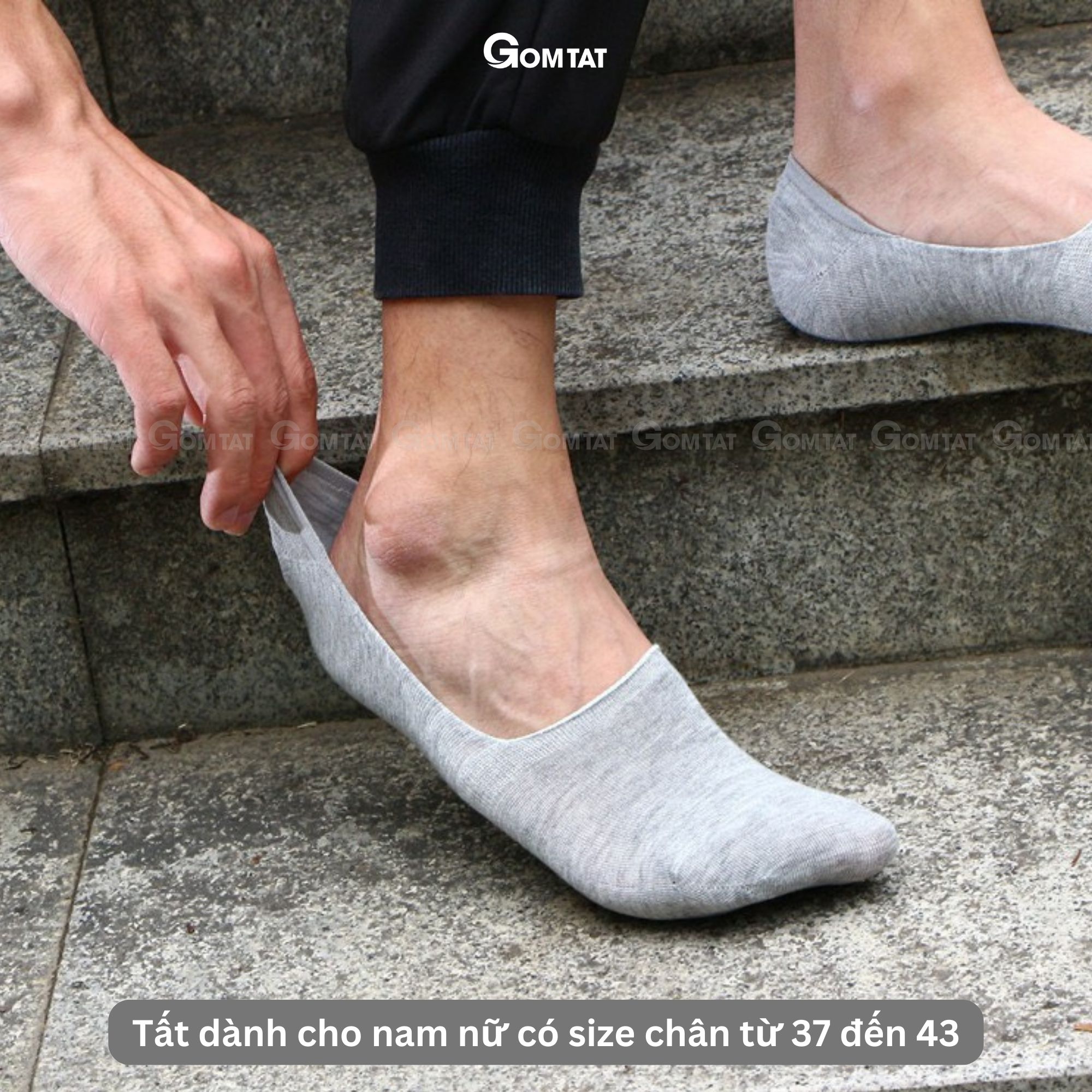 Hình ảnh Tất Lười Nam, Tất Nam mang Giày Lười vải cotton mềm mại thoáng mát, Có đệm cao su chống trượt gót chân - GOMTAT-LUOI02