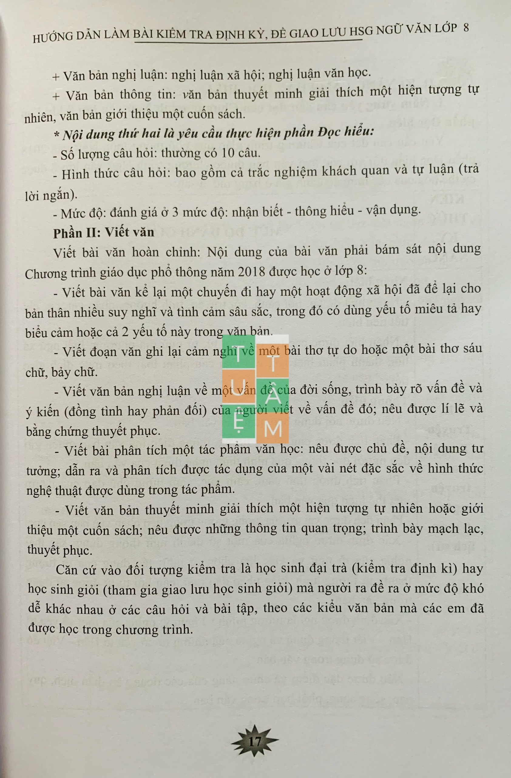 Sách - Hướng dẫn làm bài kiểm tra định kì, đề giao lưu học sinh giỏi Ngữ Văn 8