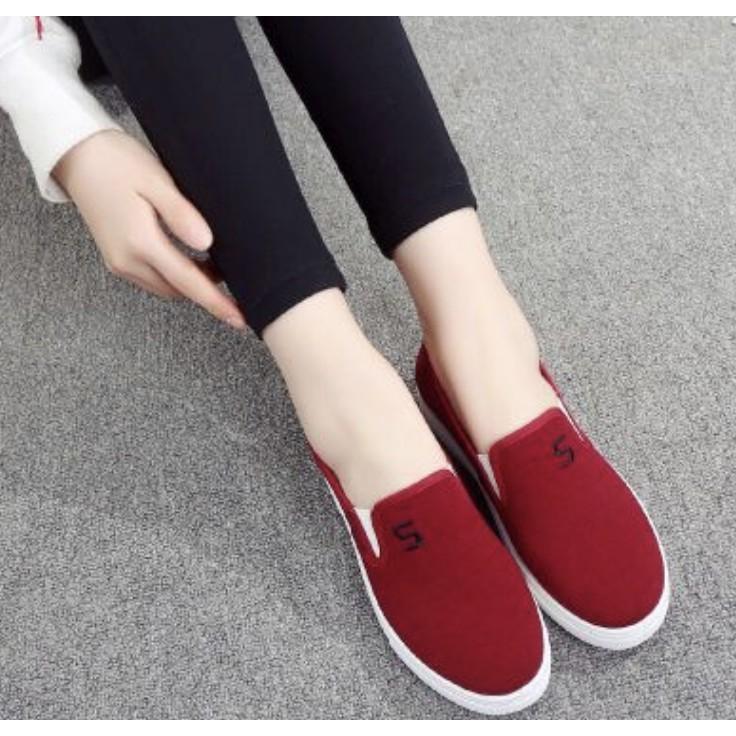 Giày lười nữ chữ S vải nhung Chất vải mềm mại