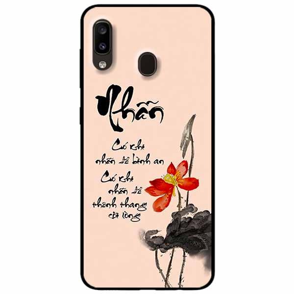 Ốp lưng in cho Samsung A20/ A30 Mẫu Thư Pháp Nhẫn Nền Hồng