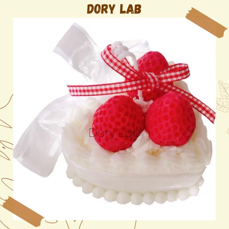Nến Thơm Bánh Kem Trái Tim Mix Dâu Tây Không Khói, Quà Tặng Valentine, Sinh Nhật - Dory Lab