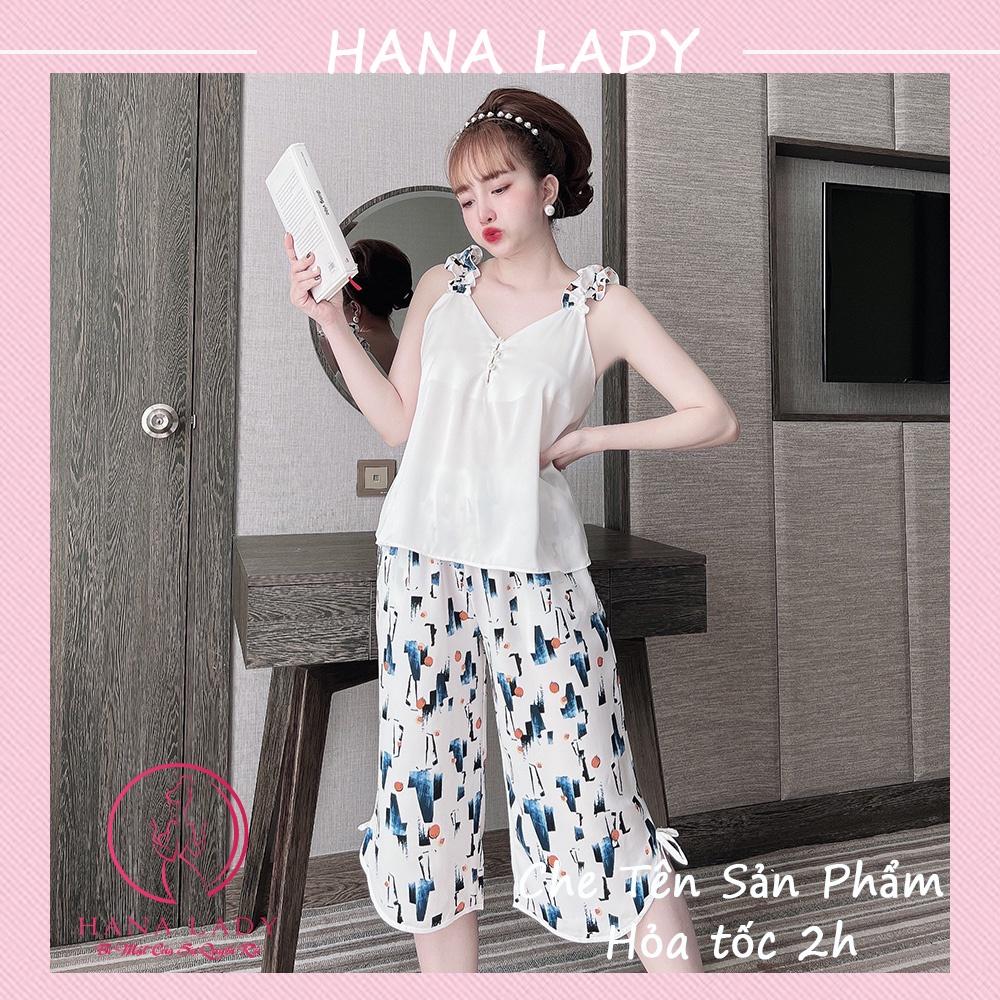 Bộ ngủ hai dây nữ - Pijama lụa mặc nhà họa tiết đáng yêu VN479