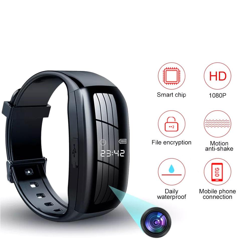 Mini Camera 1080P Small Cam Audio Voice Video Recorder Bracelet Micro Camcorder Wristband Vs K18 Support Hidden TF Card,Not Wifi