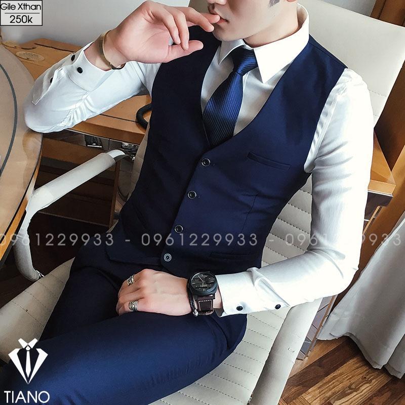 Bộ Vest nam XANH THAN 2 khuy lịch lãm trẻ trung phong cách Hàn Quốc, form ôm đẹp. Vải cao cấp, 2 lớp