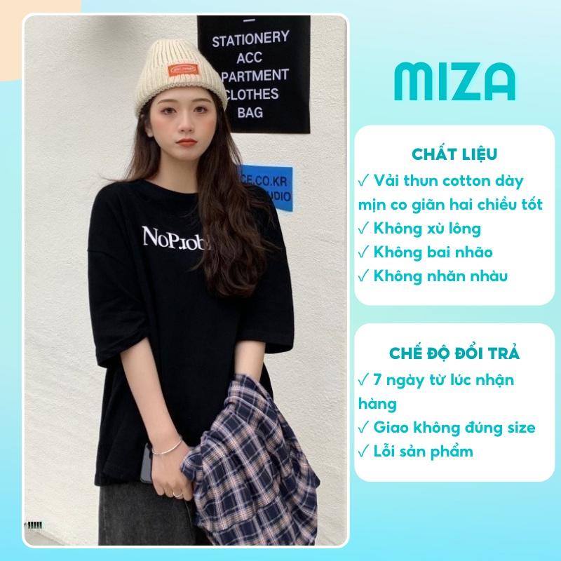 Áo cotton nữ nam unisex thun tay lỡ sweater ulzzang phông đen cotton oversize form rộng in hình cool ngầu NO PROBLEM