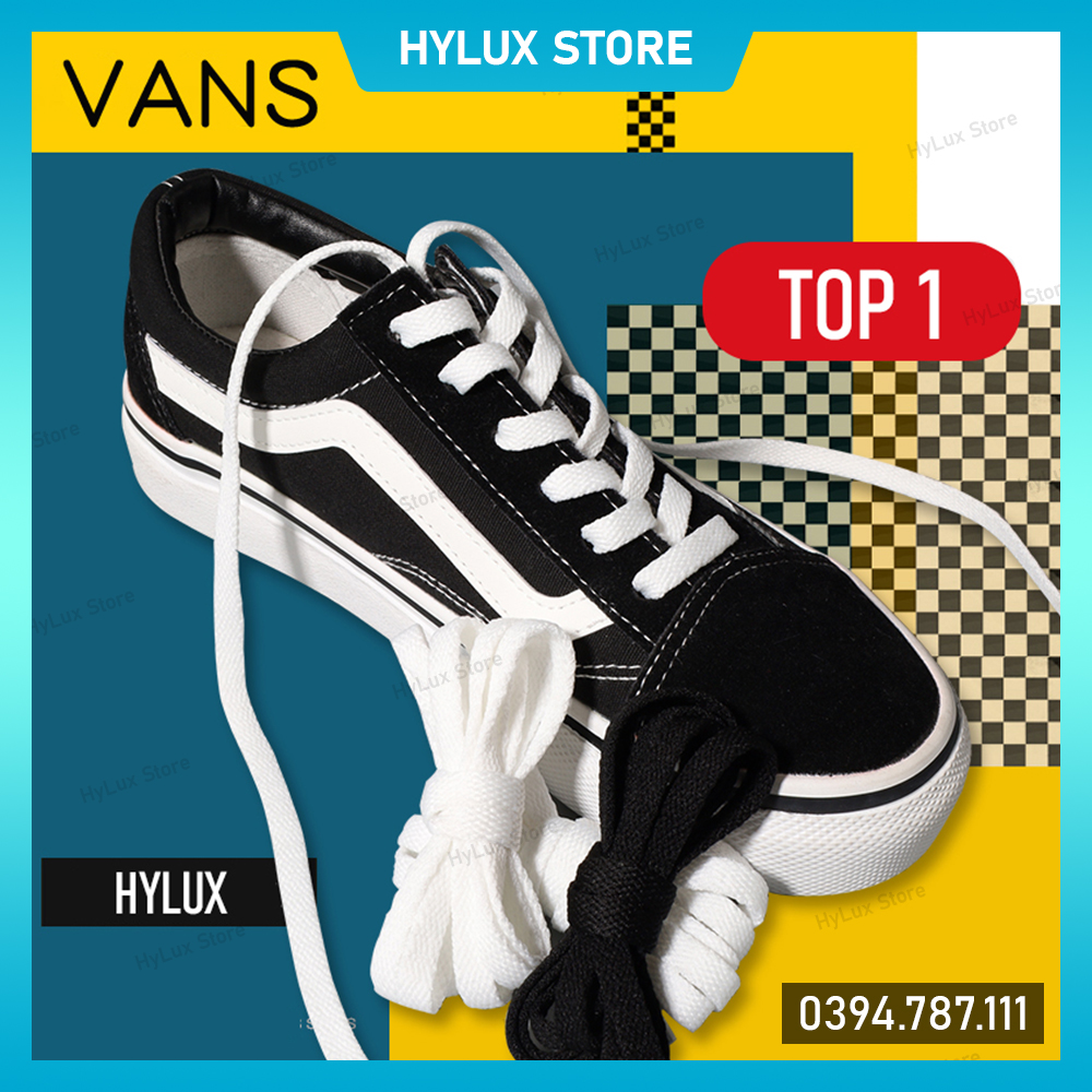 Dây giày Vans 2 màu trắng, đen cao cấp