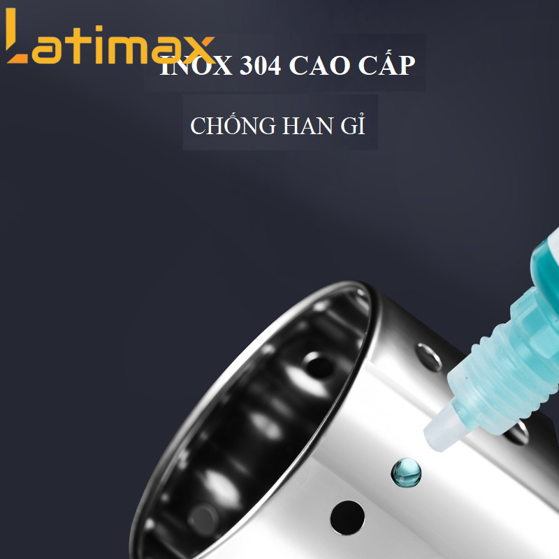 Ống đũa Đơn Inox 304 cao cấp Hình Trụ Tròn có rãnh thoát nước - Hộp đựng đũa muỗng thìa dĩa 1 ngăn