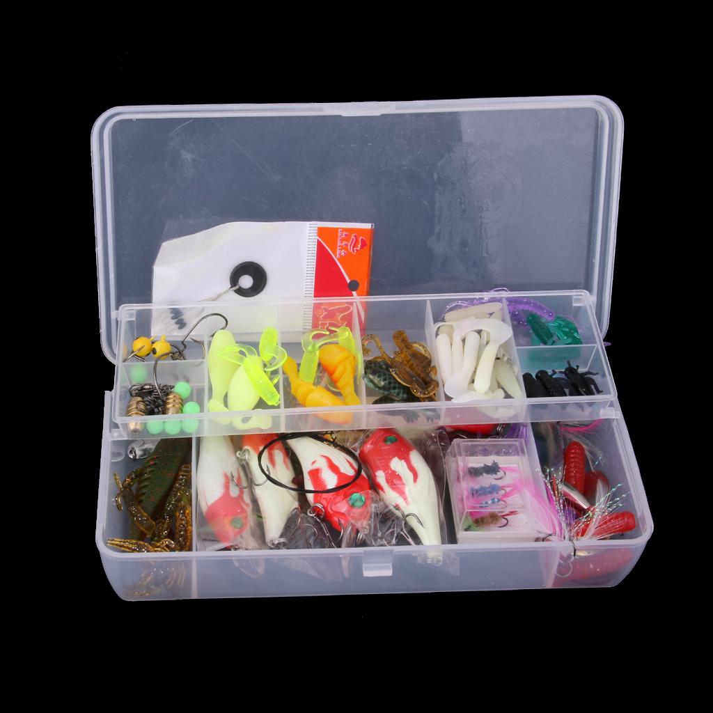 100pcs Bug Shrimp Bait Trolling Fishing Lures Tackle Bass Hooks Kit with Box