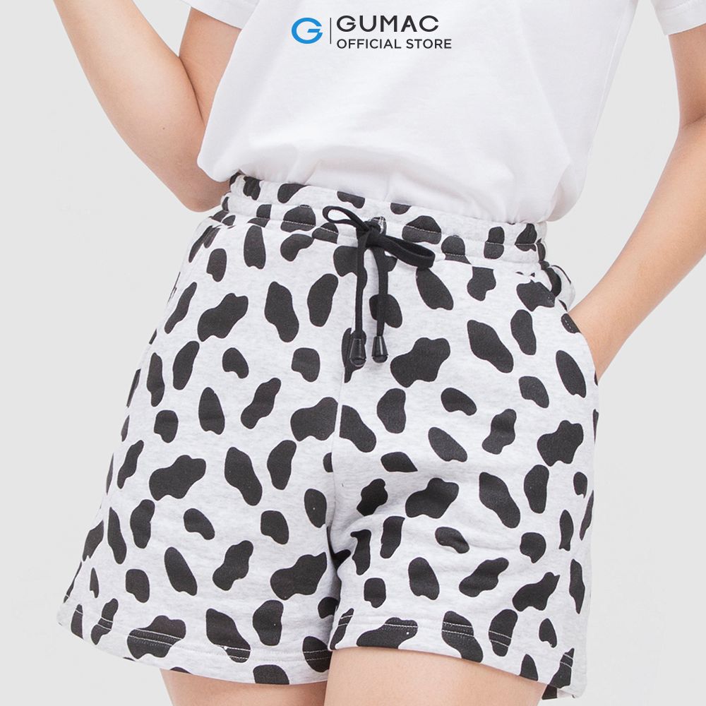 Quần short nữ GUMAC QC04010 in vân bò sữa dễ thương - ĐEN