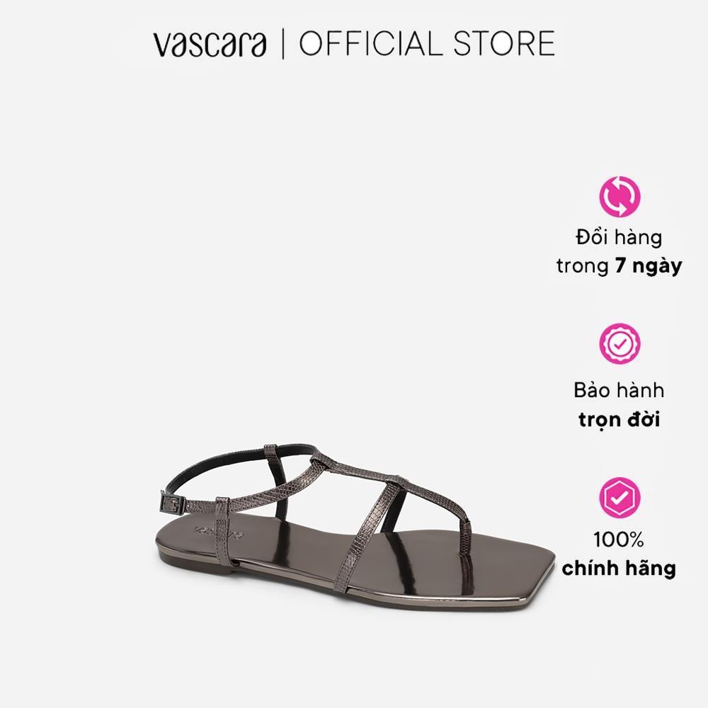 Vascara Giày Sandal Metallic Quai Kẹp Phối Vân Kỳ Đà - SDK 0332