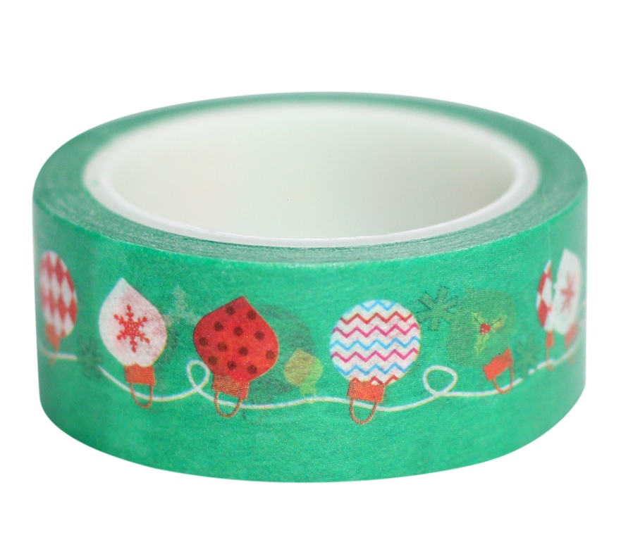 Combo 3 Cuộn Băng Keo Giấy Trang Trí Washi Tape Chủ Đề Giáng Sinh - Xanh Lá