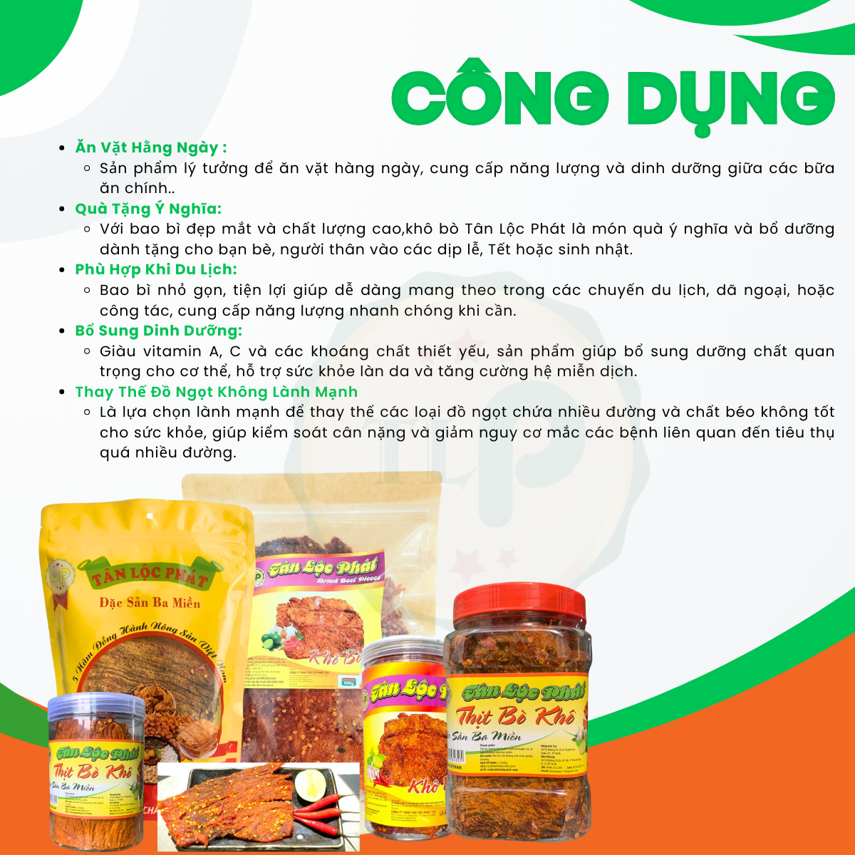 KHÔ BÒ MIẾNG TÂN LỘC PHÁT - COMBO 2 BỊCH 500G