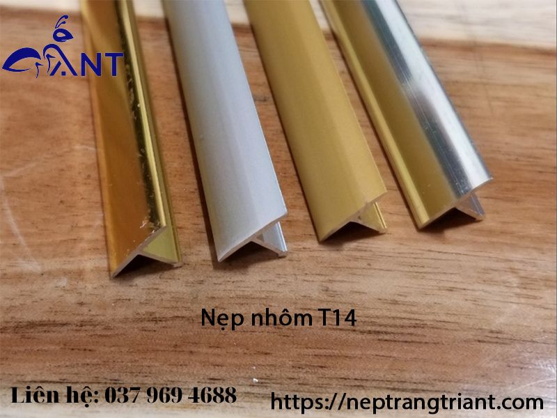 Nẹp nhôm T14, nẹp sàn gỗ,nẹp PVC, nẹp T trang Trí, thanh dài 2m7, giá bán theo thanh