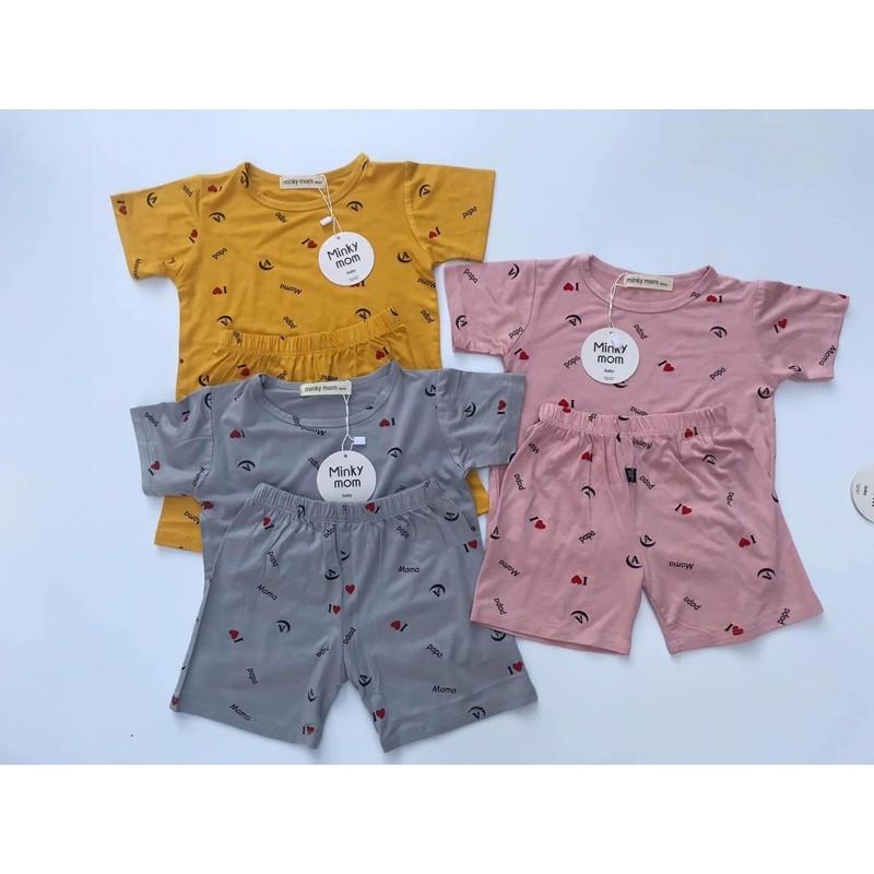 Bộ cộc tay Minky Mom in hình thun lạnh cho bé từ 5kg-19kg
