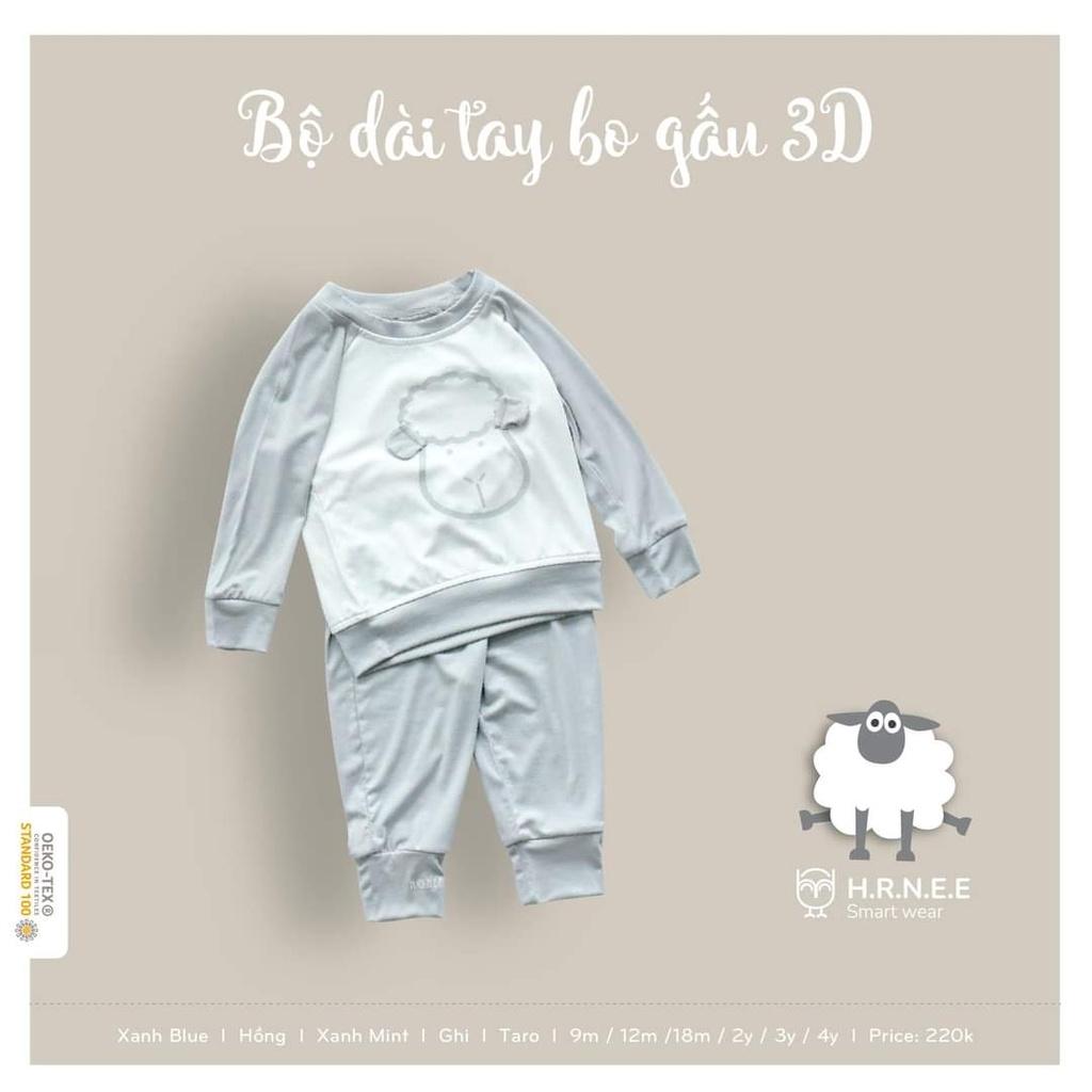 Bộ dài tay sợi petit Hrnee 6m - 4Y - Gấu Hồng Rose