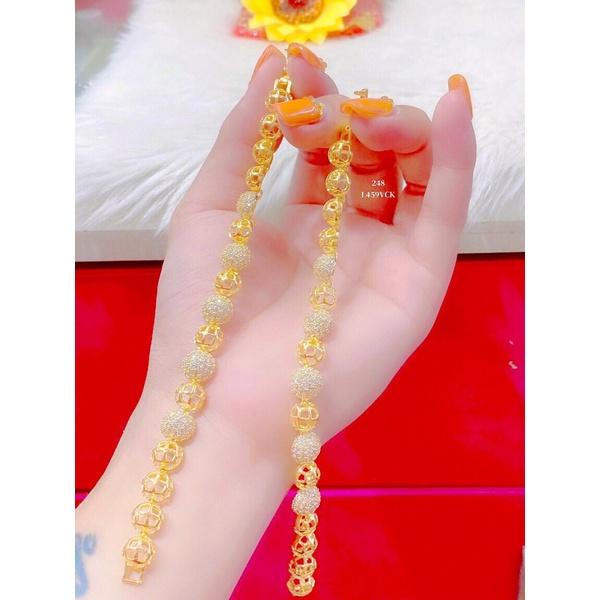 Lắc tay trái châu xen kẽ hoạ tiết kim tiền tài lộc trang sức Kami