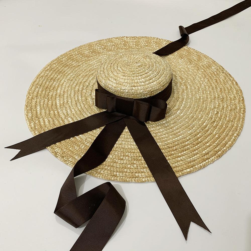Trang Mới Lớn Vành Rơm Lúa Mì Hat Vành Nơ Layies Đi BiểN Nón Raffia Ống Hút Nón Rộng Vành nón Lưỡi Trai Mũ Nón Nữ Thời Trang