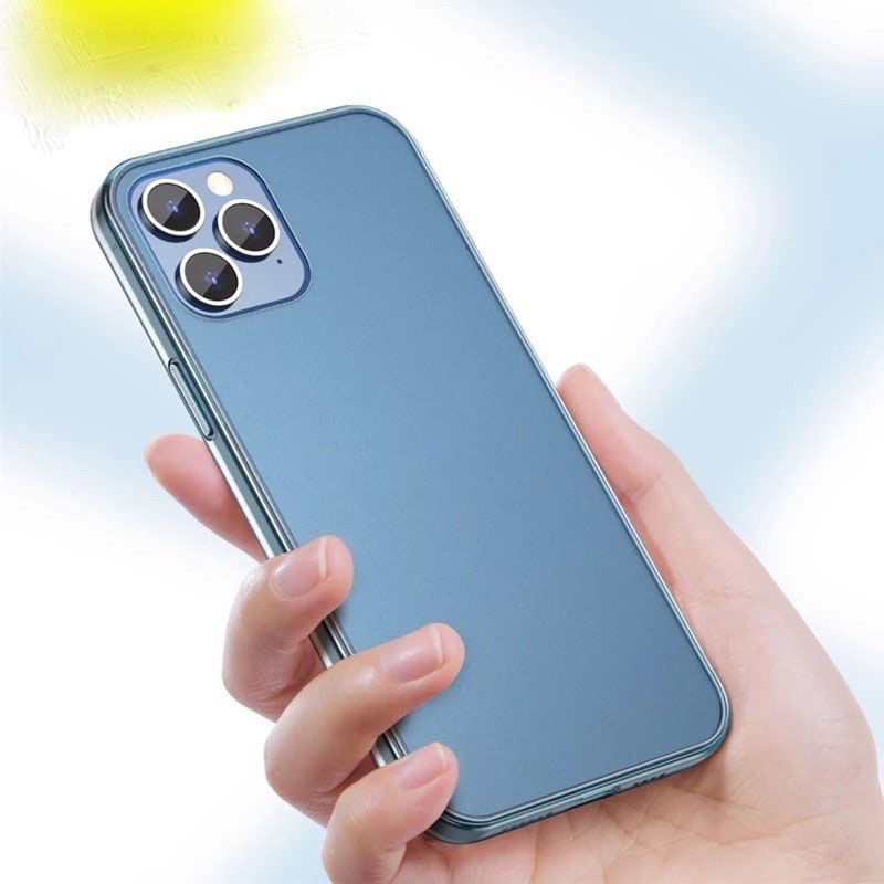 Ốp lưng cường lực nhám viền dẻo chống sốc Baseus Frosted Glass Protective Case dùng cho iPhone 12 Series_Hàng Chính Hãng