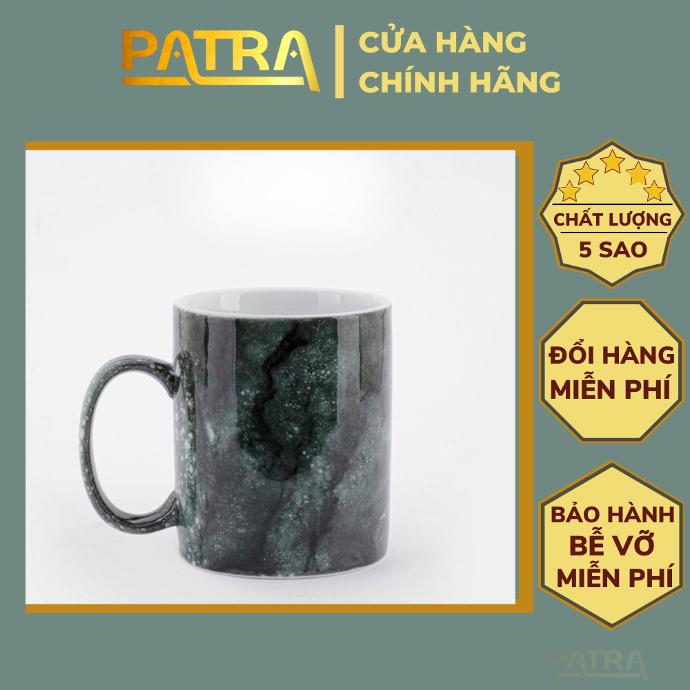 Cốc sứ Bát Tràng men vân đá, ly sứ uống nước, trà, cà phê 330ml nhiều màu