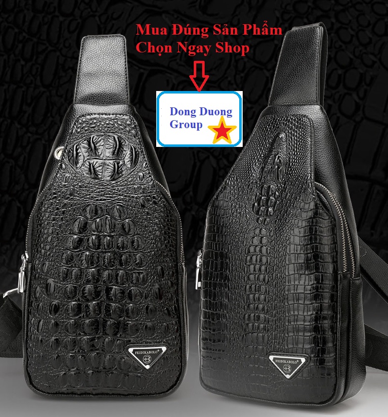 Túi đeo chéo nam da Pu Dập vân Da Cá Sấu Siêu Bền Đẹp Chống Nước- Đầu Cá Sấu