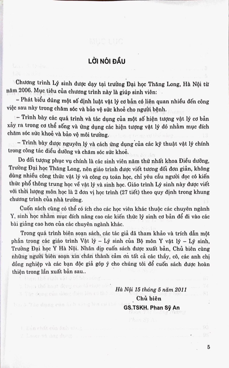 Lý sinh (Dùng cho ĐT CN Điều dưỡng)