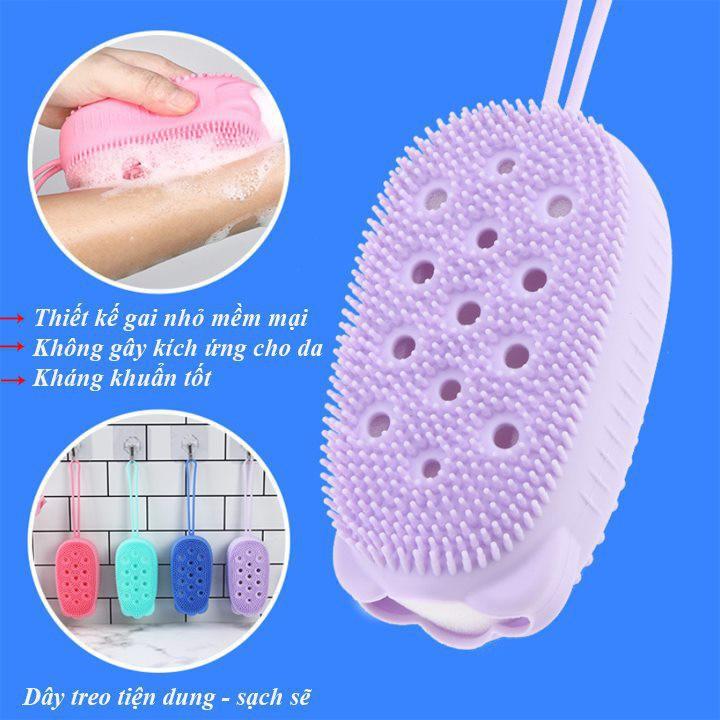 Bông tắm silicon 2 mặt tạo bọt 2 mặt tẩy da chết, tạo bọt massage body