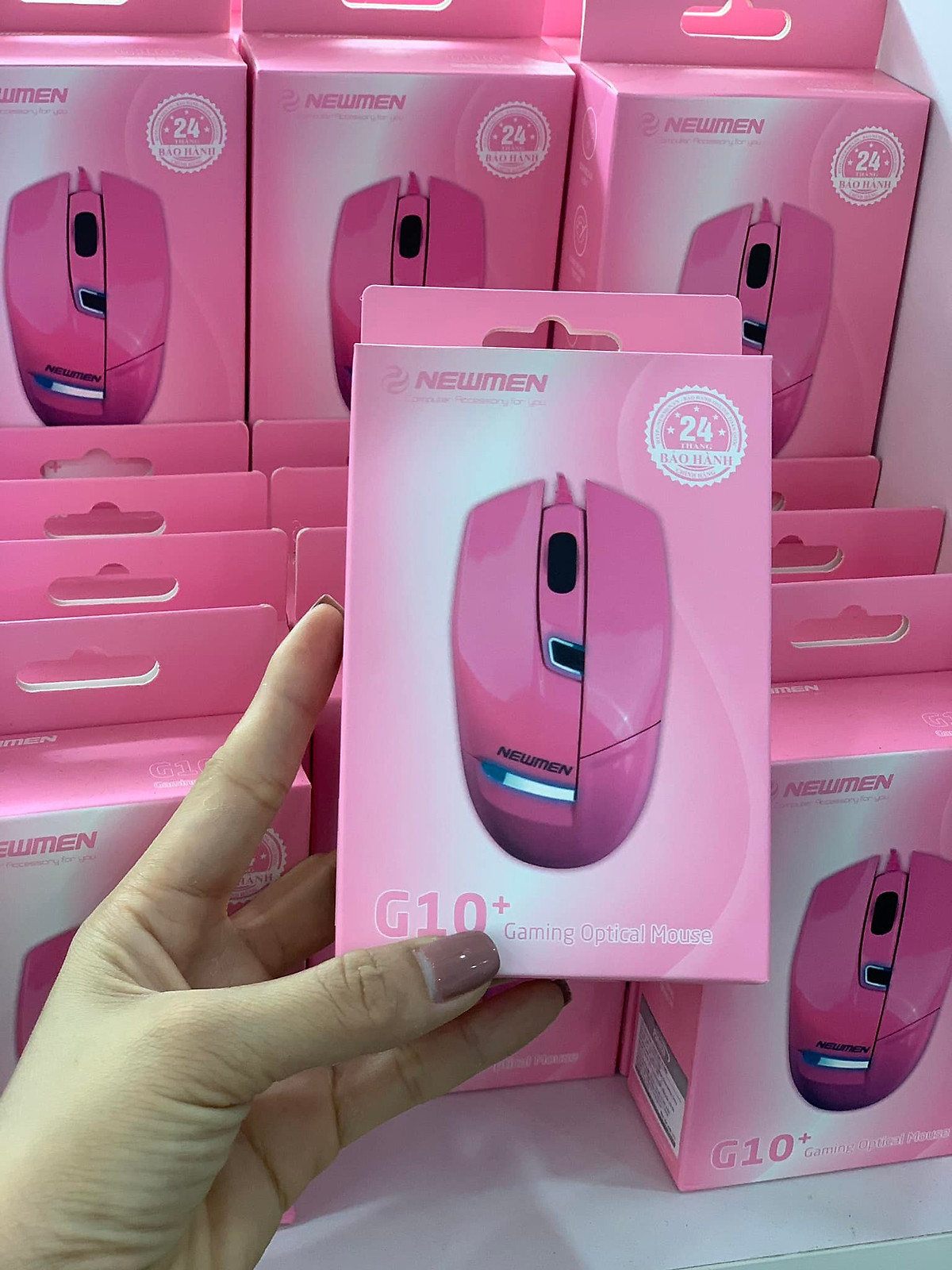 Chuột Quang Có Dây Newmen Chuyên Game G10+ (Pink) Plus - Cá mập - Hàng Chính Hãng